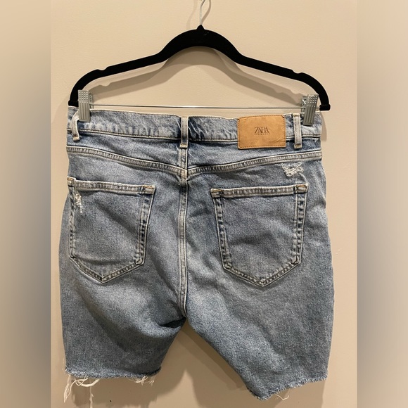 Zara Men Denim Ripped Cut Off Jean Denim Shorts - Picture 5 of 7